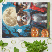 日本のチンドッグズカボチャハロウィンおもしろい キッチンタオル (折り畳み)