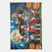 日本のチンドッグズカボチャハロウィンおもしろい キッチンタオル (縦)