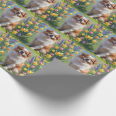 日本のチンドッグ春の花絵を描ズ ラッピングペーパー (角)