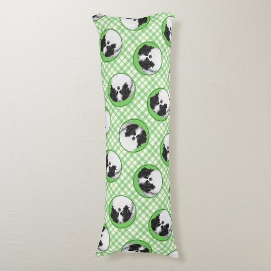 日本のチンパピーの絵を描オリジナルペットドッグアート ボディピロー (正面縦)