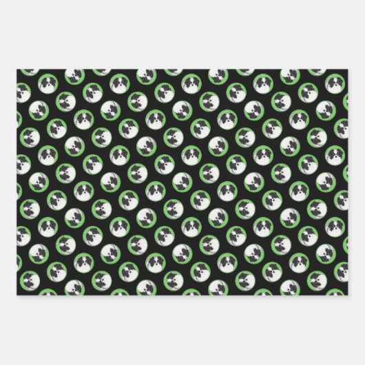 日本のチンパピーの絵を描オリジナルペットドッグアート ラッピングペーパーシート (正面3)