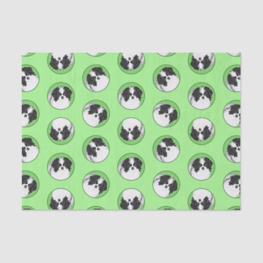 日本のチンパピーの絵を描オリジナルペットドッグアート 薄葉紙 (正面)