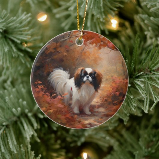 日本のチン紅葉秋インスパイア セラミックオーナメント (ツリー)