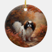 日本のチン紅葉秋インスパイア セラミックオーナメント (裏面)