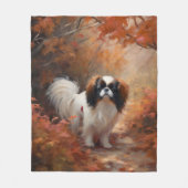 日本のチン紅葉秋インスパイア フリースブランケット (正面)