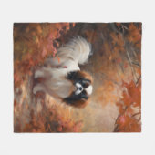 日本のチン紅葉秋インスパイア フリースブランケット (正面(横))