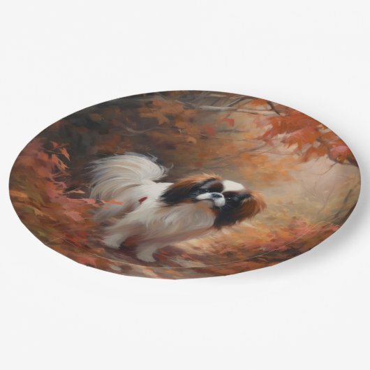 日本のチン紅葉秋インスパイア ペーパープレート (アングル)