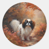 日本のチン紅葉秋インスパイア ラウンドシール (正面)