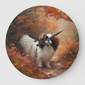 日本のチン紅葉秋インスパイア ラージ壁時計 (正面)