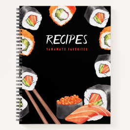 日本のテーマカスタマイズ可能なブラックレシピジャーナル ノートブック
