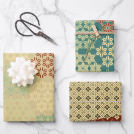 日本のテーマミックスパターン ラッピングペーパーシート