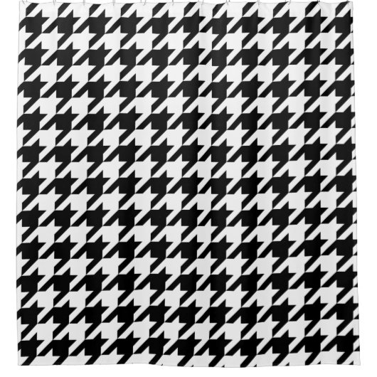 日本のデザイン3 – 千鳥 – ブラック&ホワイト シャワーカーテン (正面)