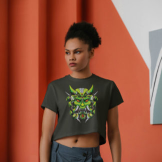 日本のデーモン般若オニマスクメカスタイル Tシャツ