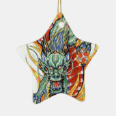 日本のドラゴンと蓮の花 セラミックオーナメント (右)