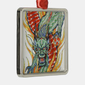 日本のドラゴンと蓮の花 メタルオーナメント (右)