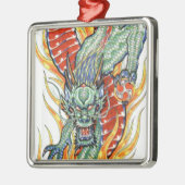 日本のドラゴンと蓮の花 メタルオーナメント (左)