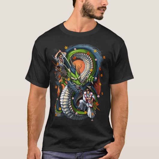 日本のドラゴンサムライ Tシャツ (正面)