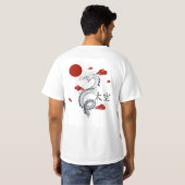 日本のドラゴン風グラフィックTシャツ Tシャツ (裏面フル)