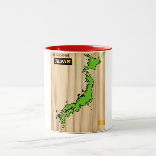 日本のビンテージスタイルの旅行ポスター ツートーンマグカップ (中央)