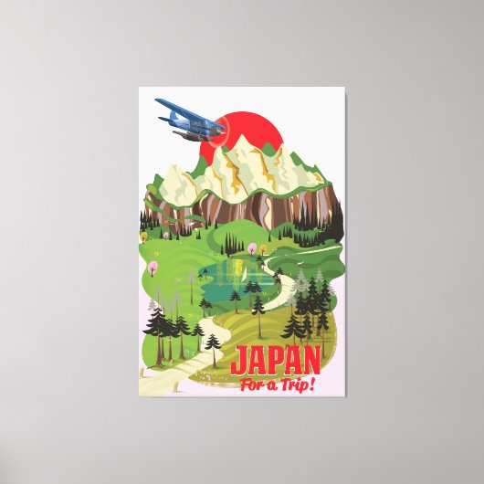 日本のビンテージ風トラベルポスター キャンバスプリント (正面)