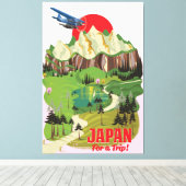 日本のビンテージ風トラベルポスター キャンバスプリント (インサイチュ (ウッドフロア))
