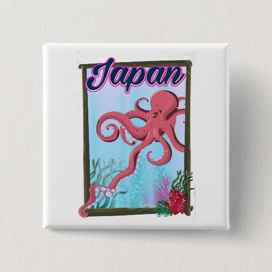 日本のビンテージ風トラベルポスター 缶バッジ (正面)