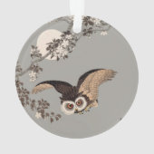 日本のフクロウの夜の木の切り飛んでいるの夜 オーナメント (裏面)