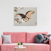 日本のフクロウの夜の木の切り飛んでいるの夜 キャンバスプリント (インサイチュ (リビング))