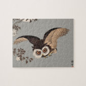 日本のフクロウの夜の木の切り飛んでいるの夜 ジグソーパズル (横)