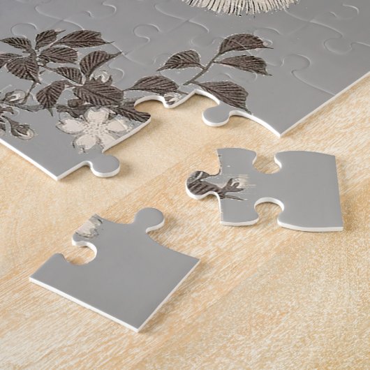 日本のフクロウの夜の木の切り飛んでいるの夜 ジグソーパズル (側面)