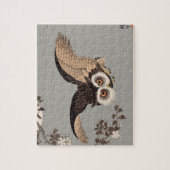 日本のフクロウの夜の木の切り飛んでいるの夜 ジグソーパズル (縦)