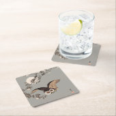 日本のフクロウの夜の木の切り飛んでいるの夜 スクエアペーパーコースター (インサイチュ)