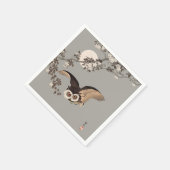 日本のフクロウの夜の木の切り飛んでいるの夜 スタンダードカクテルナプキン (角)