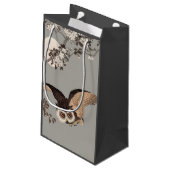 日本のフクロウの夜の木の切り飛んでいるの夜 スモールペーパーバッグ (裏面アングル)