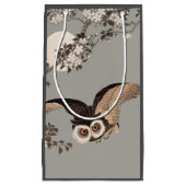 日本のフクロウの夜の木の切り飛んでいるの夜 スモールペーパーバッグ (正面)