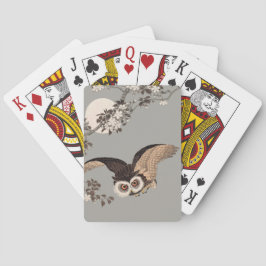 日本のフクロウの夜の木の切り飛んでいるの夜 トランプ