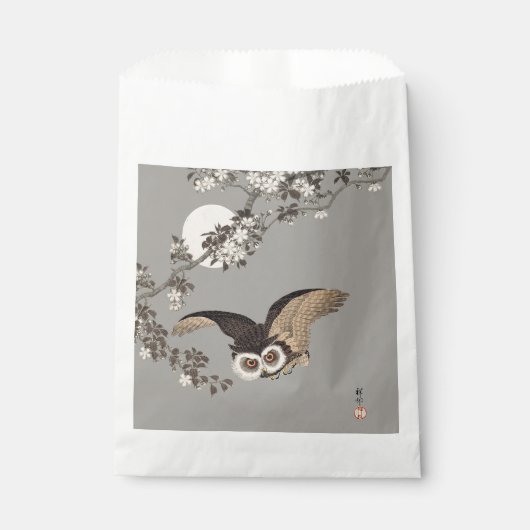 日本のフクロウの夜の木の切り飛んでいるの夜 フェイバーバッグ (正面)