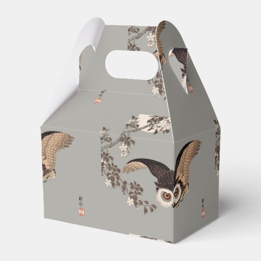 日本のフクロウの夜の木の切り飛んでいるの夜 フェイバーボックス (裏面サイド)