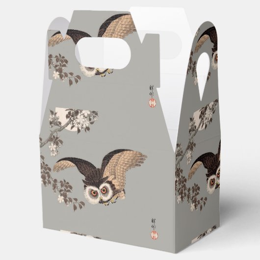 日本のフクロウの夜の木の切り飛んでいるの夜 フェイバーボックス (オープン)