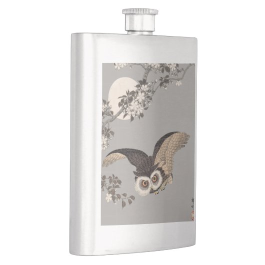 日本のフクロウの夜の木の切り飛んでいるの夜 フラスク (右)