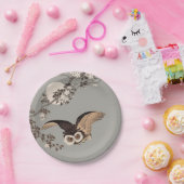 日本のフクロウの夜の木の切り飛んでいるの夜 ペーパープレート (パーティー)