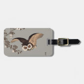 日本のフクロウの夜の木の切り飛んでいるの夜 ラゲッジタグ (正面横)