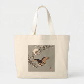 日本のフクロウの夜の木の切り飛んでいるの夜 ラージトートバッグ (正面)