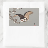 日本のフクロウの夜の木の切り飛んでいるの夜 長方形シール (バッグ)