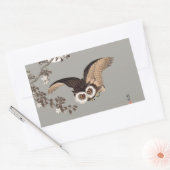 日本のフクロウの夜の木の切り飛んでいるの夜 長方形シール (封筒)
