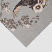 日本のフクロウの夜 月 木版画 飛ぶ夜 薄葉紙 (詳細)