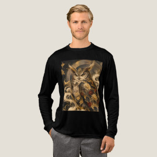 日本のフクロウアート | 伝統的なフクロウの守護神デザイン トライブレンドTシャツ