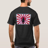 日本のフレーム旗と昇る太陽のサムライ武士 Tシャツ (裏面)