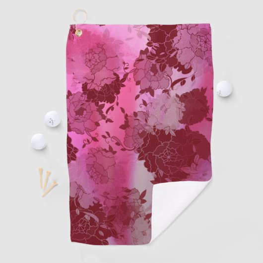 日本のフローラの赤いパターン ゴルフタオル (インサイチュ)