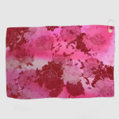 日本のフローラの赤いパターン ゴルフタオル (横)